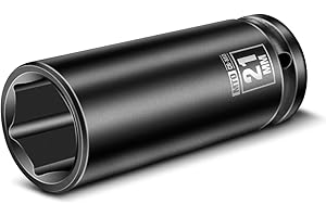 MTO 1/2" Drive 21mm Deep Impact Socket, 6 Pt. Metric Socket, CR-MO Steel & Anti-Corrosion Coating for Heavy-Duty Use
