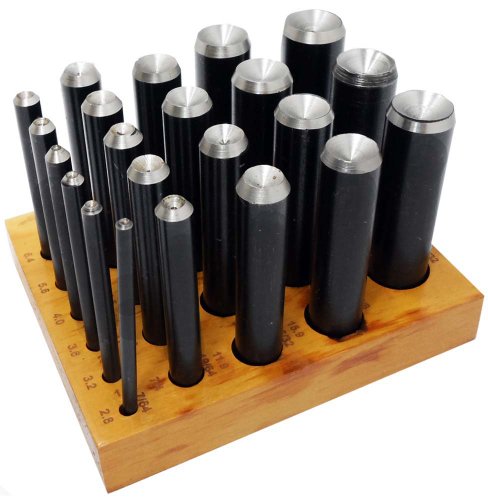BENCH WIZARD22 Piece Dapping Cutter Set | Hard Steel & 50-55° Tempered | Sizes from 7/64" (2.8mm) to 7/8" (22.2mm) | 3.5" (8.9 cm) Cutter Length | Wooden Tray Included