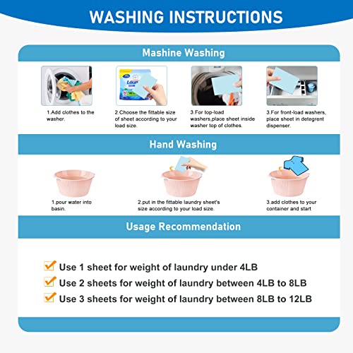 Laundry Detergent Sheets, Fresh Scent Liquidless Laundry Sheets, 60 Sheets 60 Loads Hypoallergenic Plastic-Free Zero Waste Eco-Strips for Sensitive Skin Washing 5.51” L x 4.33” W