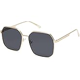 SOJOS Retro Square Polarized Sunglasses for Women Vintage Square Shades UV400 Large Metal Frame SJ1166B