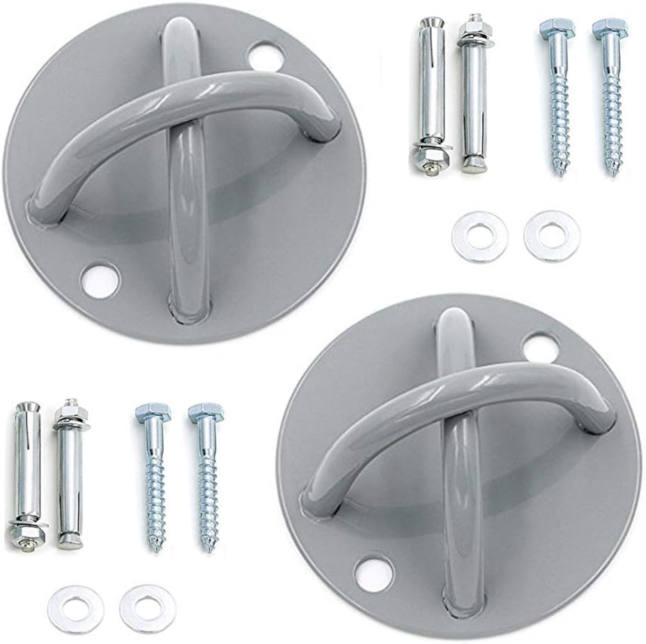 2 Pack Wall Mount/Ceiling Mounting Bracket/Bolt Suspension Belt, Wall and Ceiling Mount for Suspension, Gymnastics Ring, Aerial Yoga Swing and Hammock, Resistance Band, Battle Rope, Sandbag