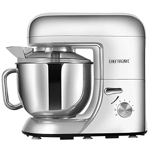CHEFTRONIC Stand Mixer Tilt-head Mixers Kitchen Electric Dough Mixer for Household Aids 120V/650W 5.5qt Stainless Steel Bowl
