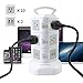 Surge Protector Power Strip,Extension Lead,FGXJKGH[2019UPGRADED],PowerSurgeProtector10 Outlets 4 USB 2500W, 6.5 Feet Surge Protector With Usb,Tower Power Strip