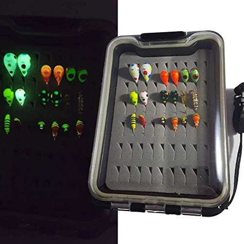 Tungsten Ice Fishing Glow Jig Kit with Tackle Box