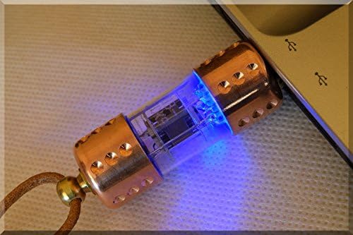 Handmade 32GB USB 3.0 BLUE Pentode Radio Tube USB Flash Drive with chain and stand. Steampunk/Industrial Style (Tags: Stick Thumb Pen Key Storage Memory. Retro Vintage Gadget for PC Smart TV)