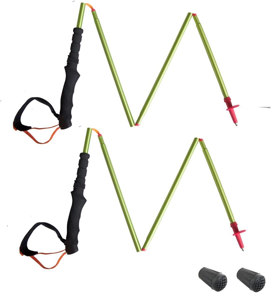 MOUNTAIN YOYO M Series Ultra Light Weight(Aviation 7075 Aluminium Alloy) (198g, 7oz) Walking Pole Trekking Pole Walking Stick Collapsible Men Women (A Pair of M4_Green(2.0))