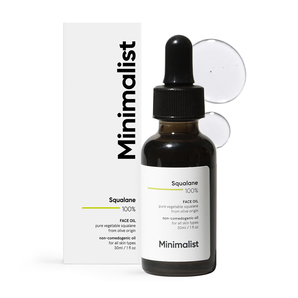 Minimalist Squalane 100% (Plant Derived) Face Oil for Moisturization | Improves Skin Hydration & Reduces Fine Lines | Restores Suppleness, Firmness & Elasticity of Skin | 1 Fl Oz / 30 ml