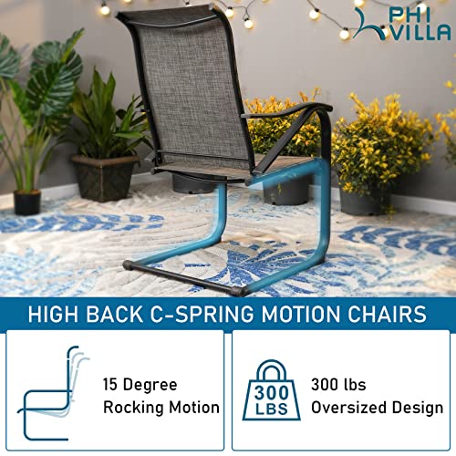 PHI VILLA Outdoor C Spring Dining Chairs Set of 2, High Back Metal