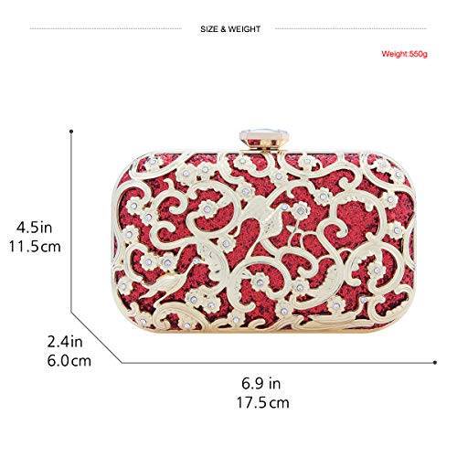 Fawziya Crystal Bird Purse Bling Out Clutch Evening Bags And Clutches For Women-Red - Thumbnail 2