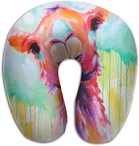JAWANNA Watercolor Annimals Llama U Neck Pillow, Comfortable Travel Pillow, U-shaped Design Conforms To The Head And Neck, Is Easy To Fit In A Backpack Or Bag