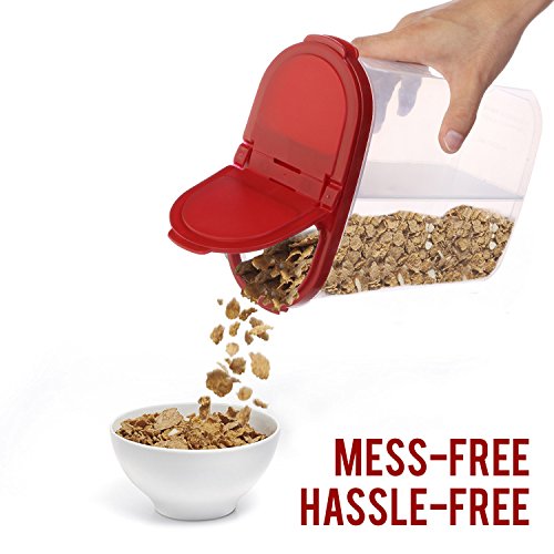 2pcs Airtight Cereal Dispenser Snack Container Storage Keeper 12-18 oz Capacity for Dry Food Flour Nut Sugar with Hovering Flip Top Lid and Large Mouth for Easy Pouring - Maroon