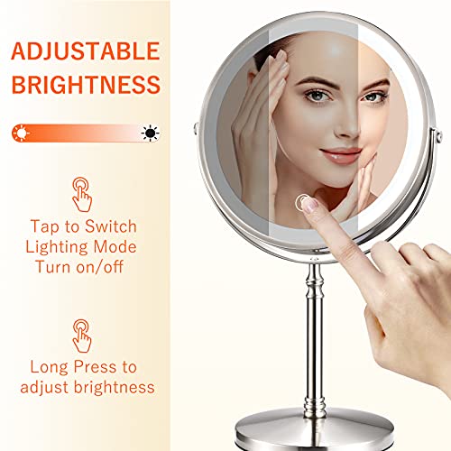 Lighted Makeup Mirror 7X Magnifying, 8 Inch Dual Sided Makeup Vanity