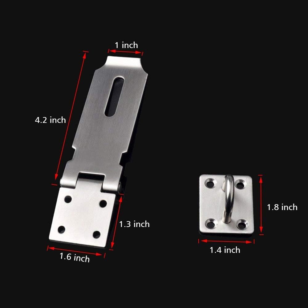 Padlock Hasp 4.2 Inch Safety Door Bolt Gate Latches Padlock Hasp Stainless Steel Brushed Finish Door Buckle Clasp, 2 Pack (2Pack) - - 