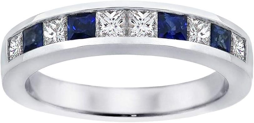VIP Jewelry Art 1.00 CT TW Channel Set Sapphire and Princess WB011PSVIP