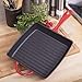 Zelancio Cookware Enameled Cast Iron Grill Pan - Square 10 Inch Pan is Perfect for Steak, Grilled Cheese, Panini's and more (Cayenne Red)