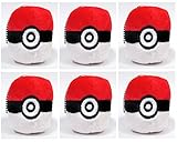 POKEMON Catcher - 6 Piece Poké Ball Plush Party Favor Set Featuring 6 Red Poké Balls