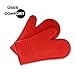 Elbee Home Professional Silicone Oven Mitts Set, Durable and Heat Resistant, Soft Quilted Interior, Include Pot Holder Pad, Red