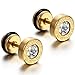 Aroncent Stud Earrings for Men Women Fake Gauge Fake Earrings Stainless Steel Earrings 8MM Rosegold