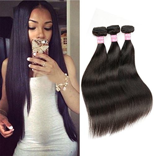 Beautier Straight Brazilian Human Hair Extension 4 Bundles 100% 6a Unprocessed Virgin Hair Natural Black(16 18 20 22)