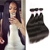Beautier Straight Brazilian Human Hair Extension 3 Bundles 100% 6a Unprocessed Virgin Hair Natural Black