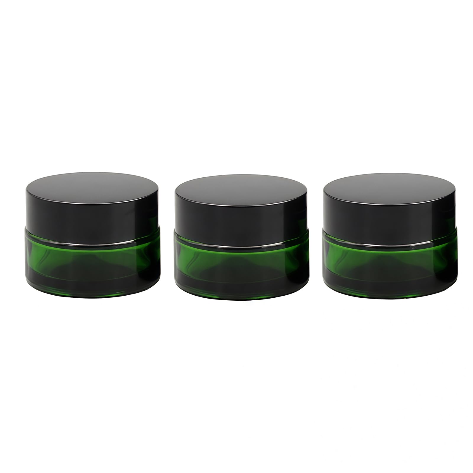 3PCS Empty Green Glass Cream Lotion Jars Bottle Cosmetic Makeup Eye Cream Storage Holder Container with Black Cap and PP Liner DIY Beauty Tool (30G/1oz)