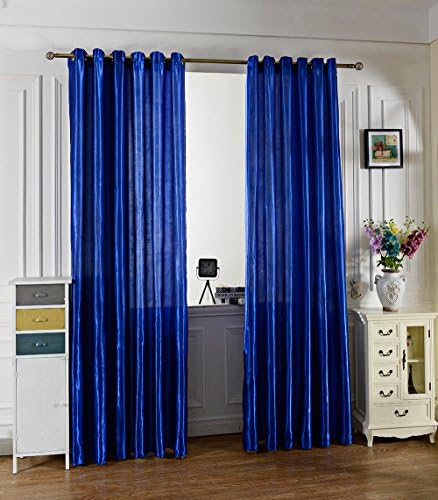 Curtain Bedroom Living Room Balcony Shade Drapesa Panel Monochrome 39 inch X 98 inch (sapphare blue)