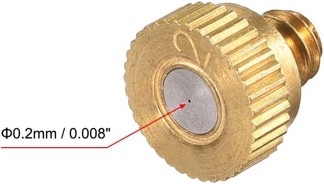 sourcing map Brass Misting Nozzle - 10/24 UNC 0.2mm Orifice Dia Replacement Heads for Outdoor Cooling System - 10 Pcs - Image 4