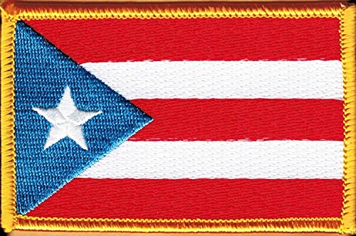 Puerto Rico Flag Iron-On Patch [2x3.5in. - Red/White/Blue]