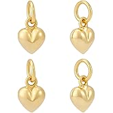 PH PandaHall 4pcs 925 Sterling Silver Heart Charms, 3D Heart Polished Charm Small Cute Puffed Dangle Necklace Pendant with Jump Ring for Neckalces Bracelets Jewelry Anniversary