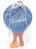 VIAHART Surfminton Classic Beach Tennis Wooden Paddle Game Kadima Smashball Set