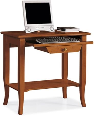 Escritorio, estilo clasico, en madera maciza y mdf con acabado nogal