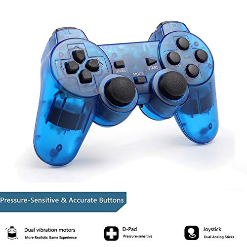 Wireless Controller for PS2 Playstation 2 Dual Shock 2 - ClearBlue and ClearRed