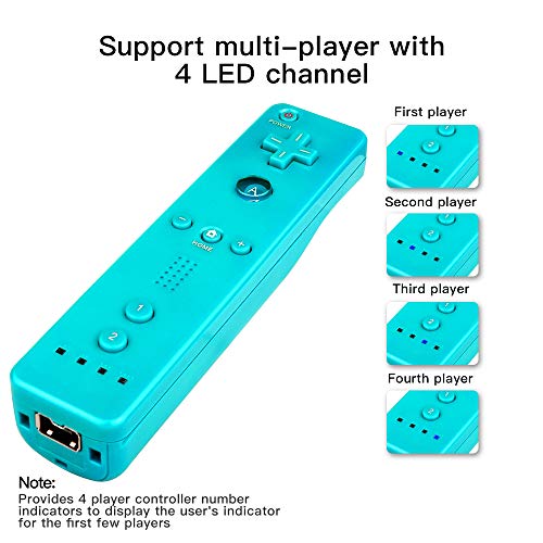 Maliralt Wii Remote Controller and Nunchuck for Nintendo Wii/Wii U, LP02 Wii Wireless Controller with Joystick Silicone Case and Wrist Strap Build-in Vibration Motor - Cyan (Third-Party Made) - Thumbnail 2