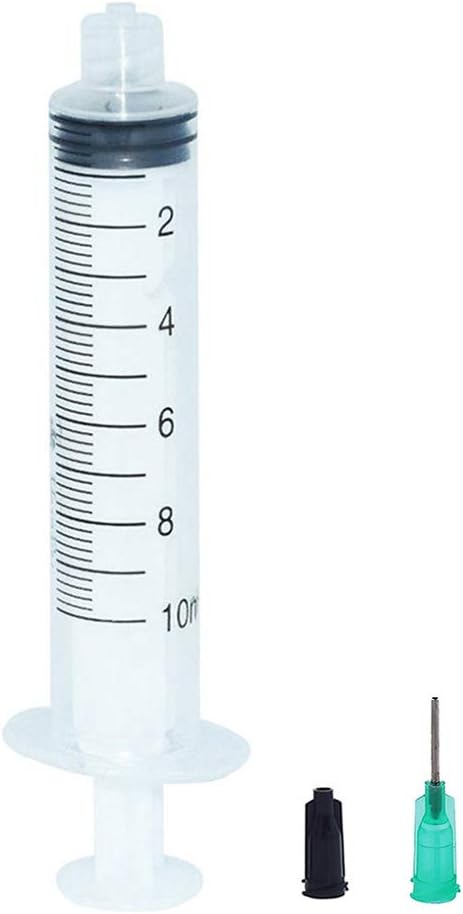 Fhis Dispensing 10cc/10ml Syringe 18G Blue Blunt Dispensing Needle Glue Adhesive Henna Liquids 1/2" Blunt Tip Dispensing Needle Pack of 10