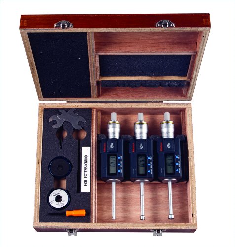 Mitutoyo 468-981 Digimatic Holtest LCD Inside Micrometer, Complete Unit Set, 6-12mm Range, 0.001mm Graduation, +/-0.002mm Accuracy (3 Piece Set)