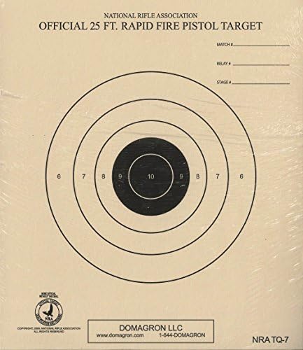 DOMAGRON 25 Foot Timed and Rapid Fire Pistol Target Official NRA Target TQ-7