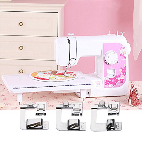 3 PCS Rolled Hem Pressure Foot Sewing Machine Presser Foot Hemmer Foot Set (1/ 2 Inch, 3/ 4 Inch, 1 Inch) And 1 PCS Snap-on Adjustable Bias Binder Foot Fit For Most Low Shank Sewing Machines, Aunifun - Thumbnail 6