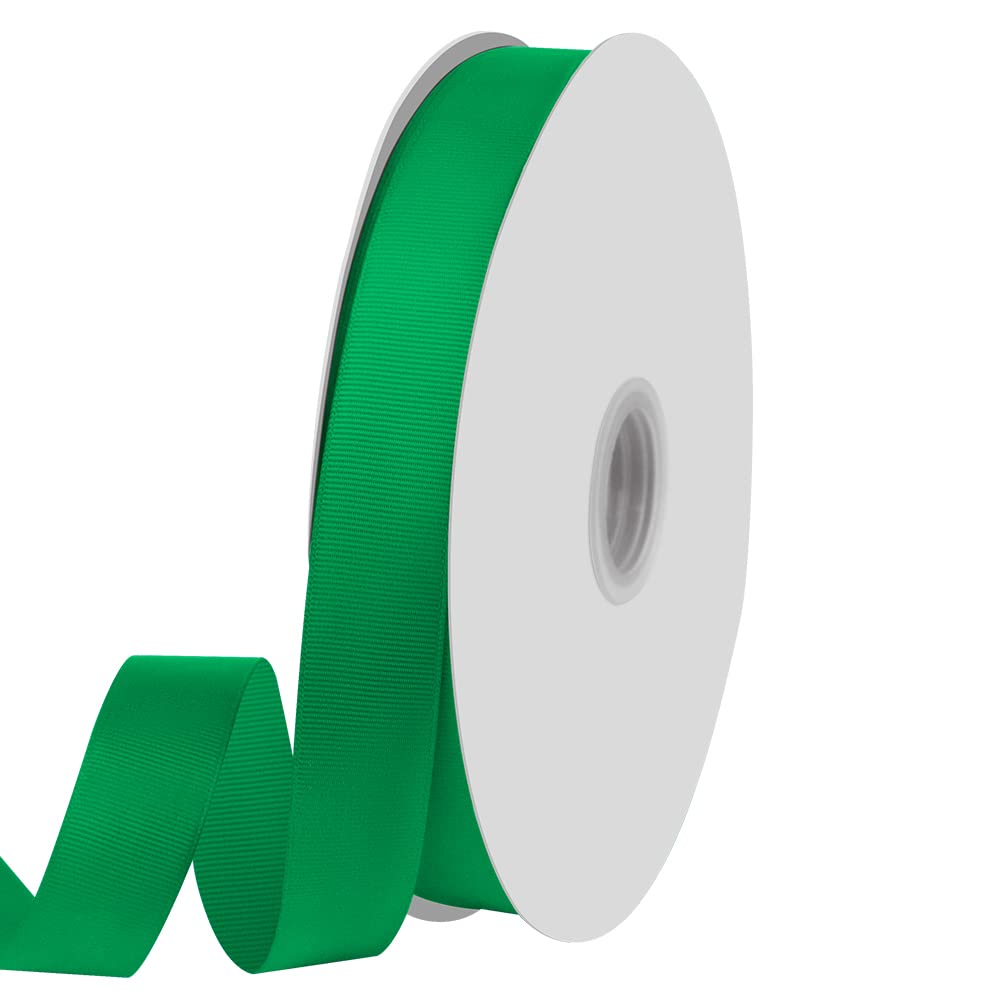 Photo 1 of 1" X 100 Yards Green Grosgrain Ribbon, Premium Grosgrain Ribbon for Sewing, Gift Wrapping, Bow Making, Wedding Decor, Wrapping and More (Green)