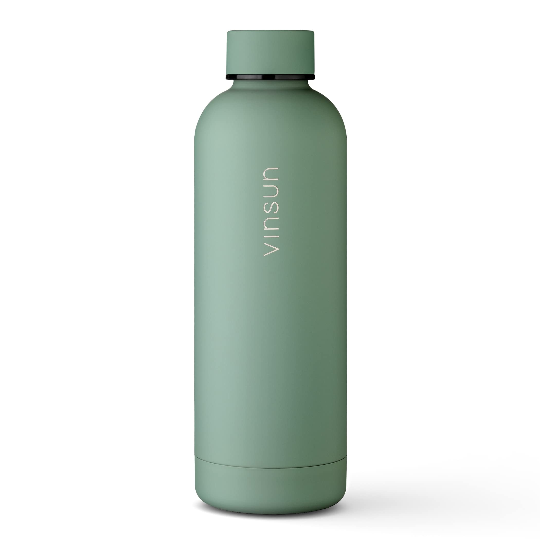 Vinsun Water Bottle Stainless Steel 500ml Green - Insulated Drinking Bottle - Leak Proof, BPA Free - Thermo Bottle for School, University, Bike, Office, Gym, Hiking