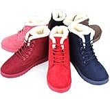 IzacuTMCasual Woman's Flat Lace up Fur Lined Winter Martin Boots Snow Ankle Boots Shoes