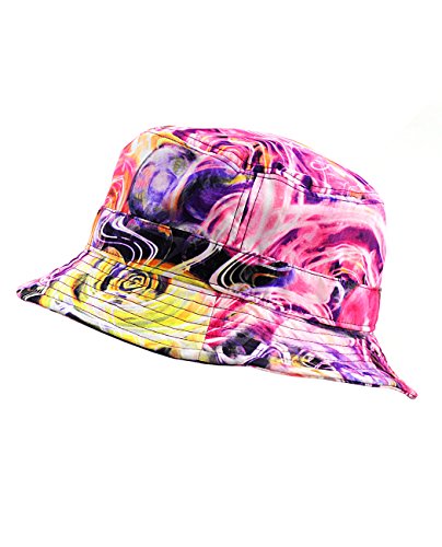 NYFASHION101 Fashionable Unisex Satin Lined Printed Pattern Cotton Bucket Hat