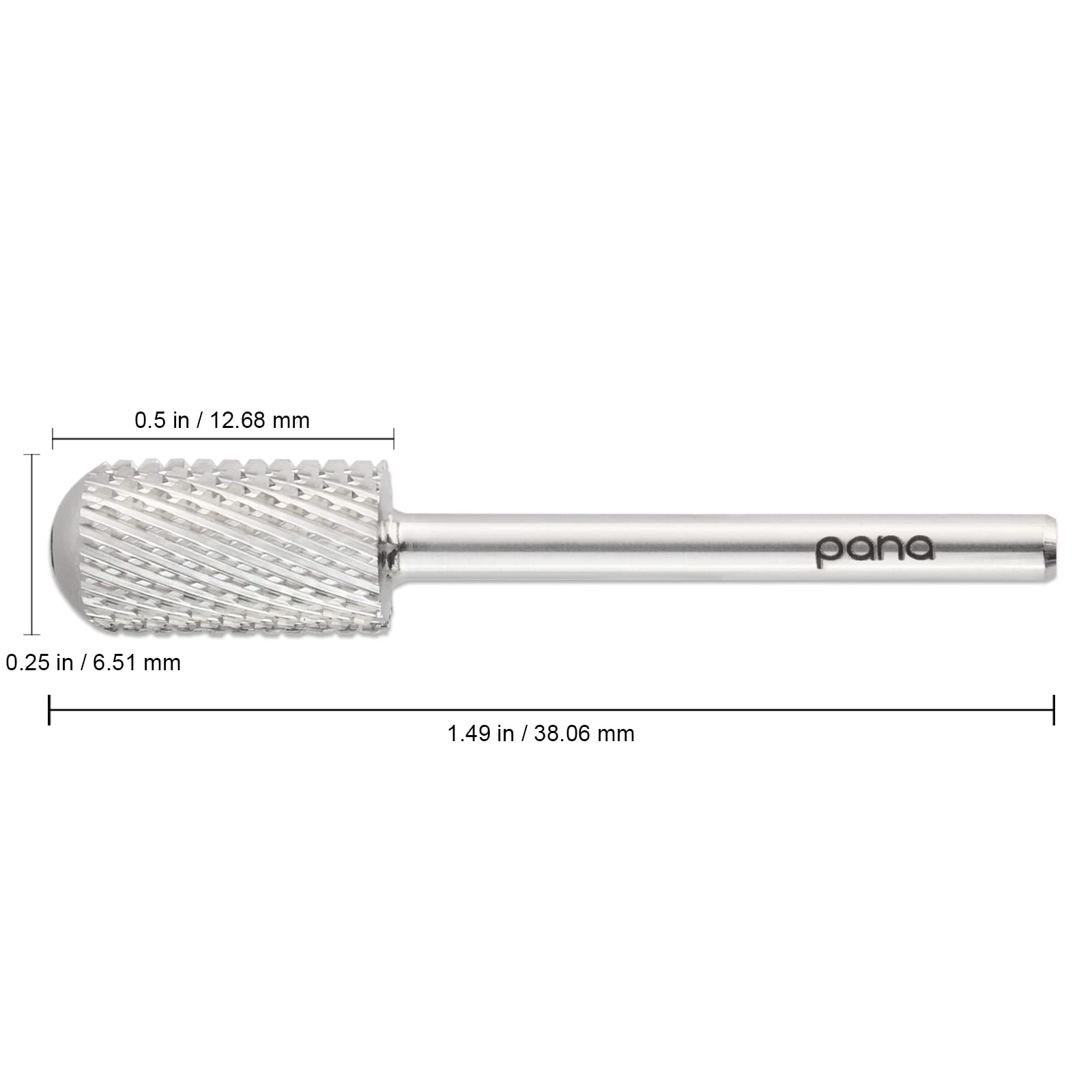 PANA 3/32" Smooth Round Top Safety Carbide Nail Drill Bit for Gel Polish & Acrylic Removal Nail Salon Manicure Pedicure Electric File Tools (Large Barrel - Silver, Coarse) - Image 2
