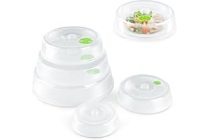 Flexzion Microwave Plate Covers Set of 5 - BPA-Free Microwave Cover with Adjustable Steam Vent, Dishwasher Safe Microwave Spl