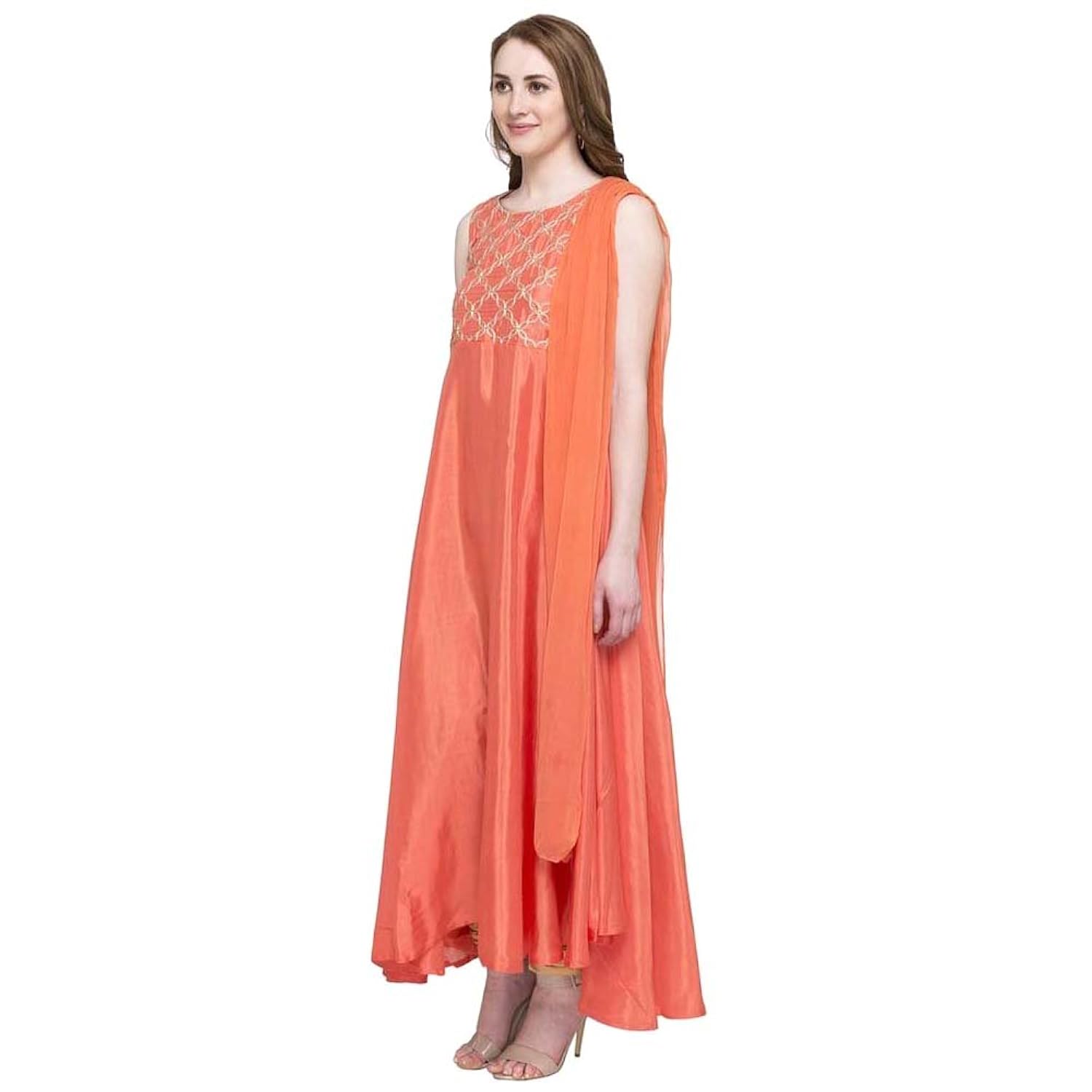 kashish by shoppers stop womens round neck solid churidar suit