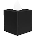 Yew Design Matte Black Square Tissue Box Cover, Decorative Tissue Box Dispenser for Bathroom, Parlors, Office, Bedroom Dresse