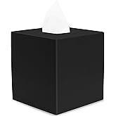 Yew Design Matte Black Square Tissue Box Cover, Decorative Tissue Box Dispenser for Bathroom, Parlors, Office, Bedroom Dresse