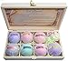 Bei Momenti Bath Bombs a Great Year Round Gift 7 Large Bath Fizzies + Bonus Soaps in Wooden Gift Box - Handmade Organic Luscious Spa Bombs with Aromatherapy Scents - Great Gift for Women, Mom, Teens