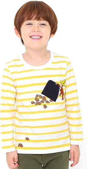 Amazon グラニフ Graniph コラボレーション キッズ ロンt ドーナツ おさるのジョージ イエロー キッズ 110 G117 おそろいコーデ G117 Tシャツ カットソー 通販