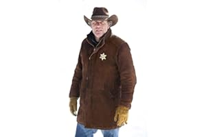 Laverapelle Men's Genuine Cow Suede Leather Coat (Brown, Officer Coat) - 1502774