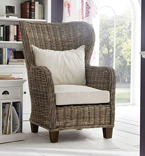 NovaSolo Wickerworks King Chair with Seat and Back Cushions, Big, Gray